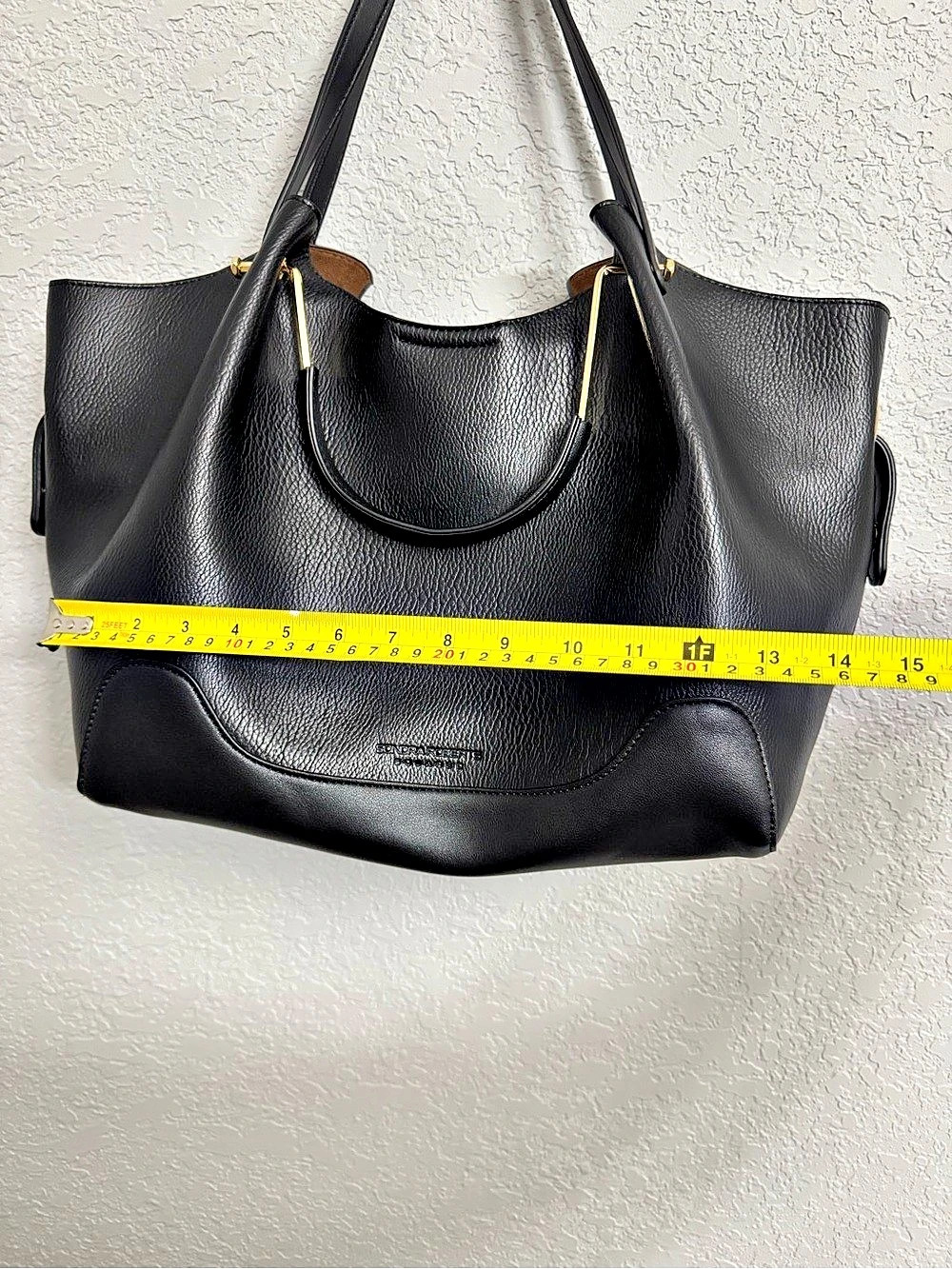 Sondra Roberts Black Vegan Leather Tote Bag - Picture 2 of 8